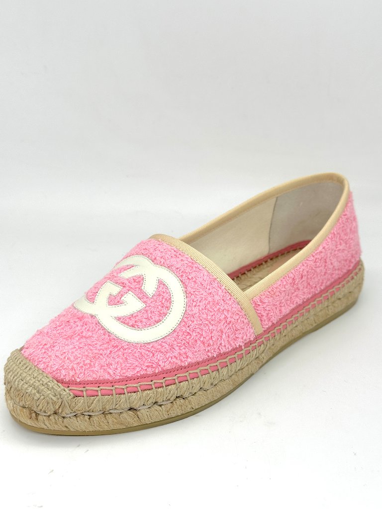 Gucci Gg Logo Monogram Terry Espadrilles Flats Shoes
